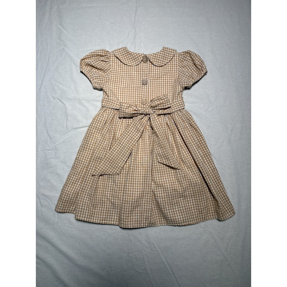 Nobler Wild Yellow Gingham Dress Toddler Girl Size 5T Cotton Linen Poly Blend - Picture 4 of 8